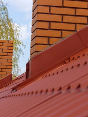 Roof housetop with red roofing tiles